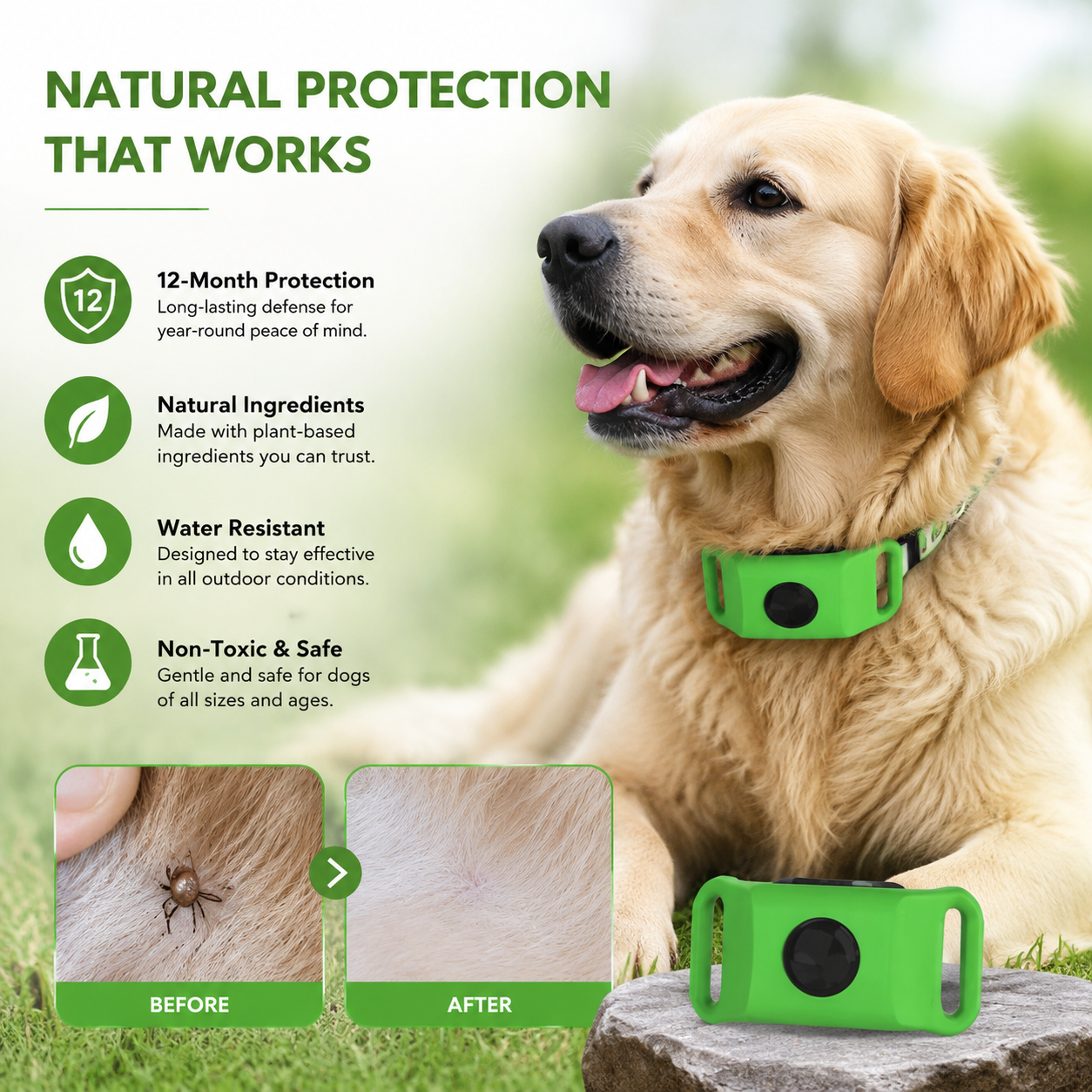 Natural Flea &amp; Tick Protection Collar